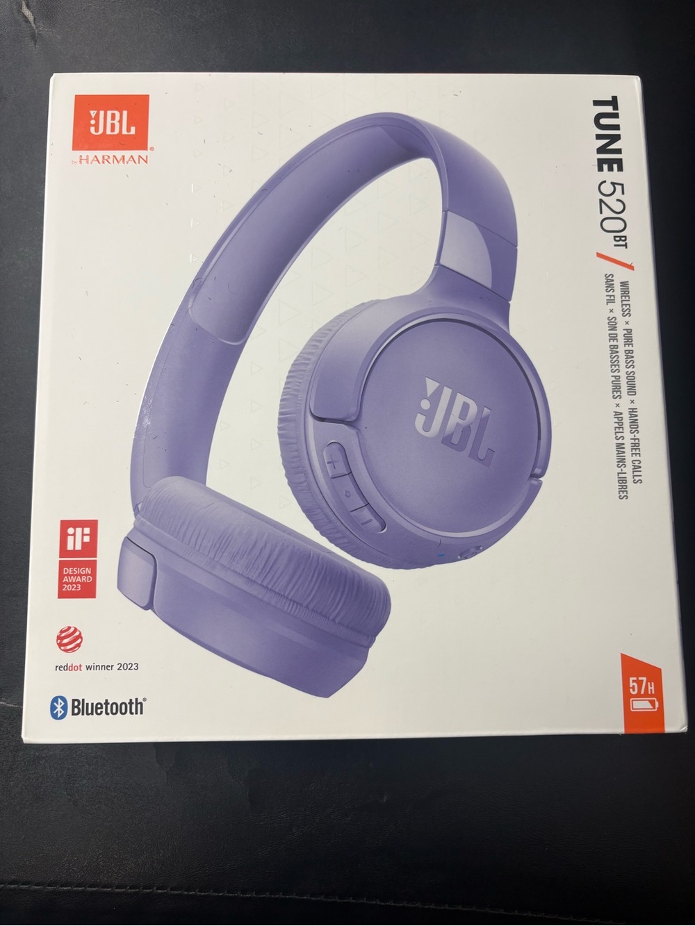 JBL Purple Tune 520BT Wireless Over-Ear Headphones
